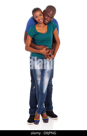 full length portrait of young african american couple isolated on white Stock Photo