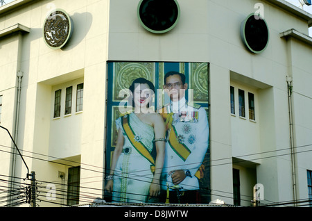 Bhumibol Adulyadej king of Thailand and his wife photo,Bangkok Stock Photo