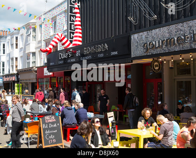 Brighton's Dukes at Komedia cinema with cafe outside in the trendy North Laine district of Brighton Stock Photo