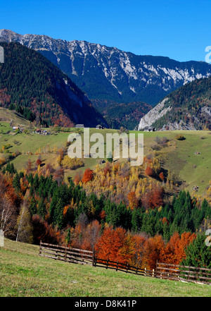 Autumn rural landscape in Romania, Piatra Craiului, Carpathian Mountains Stock Photo