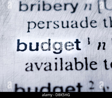 Budget concept in word tag . Selective focus in the middle of word Stock Photo