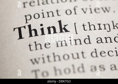 Dictionary definition of the word think. Stock Photo