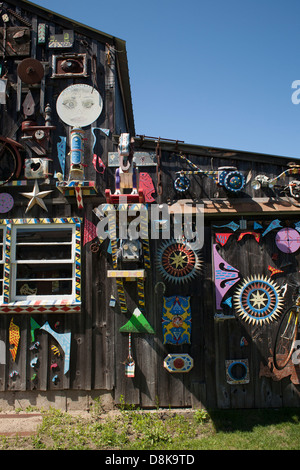 Three Sisters Sanctuary in Goshen, Massachusetts is packed with innovative outsider art. Stock Photo