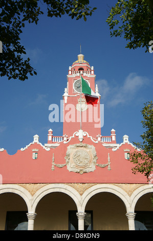 Clock tower of the Palacio Municipal or Municipal Palace in Merida, Yucatan, Mexcio Stock Photo