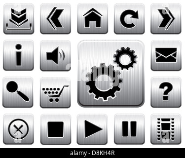 Vector metal icon set. Stock Photo