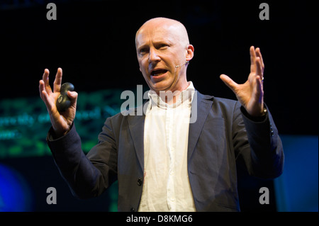 Marcus du Sautoy OBE is the Simonyi Professor for the Public Understanding of Science and a Professor of Mathematics at the University of Oxford on stage at Hay Festival 2013 Hay on Wye Powys Wales UK Stock Photo