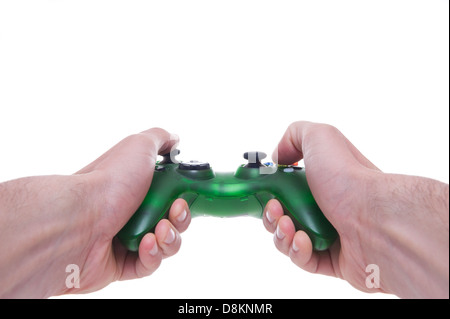 Green gamepad isolated on white Stock Photo