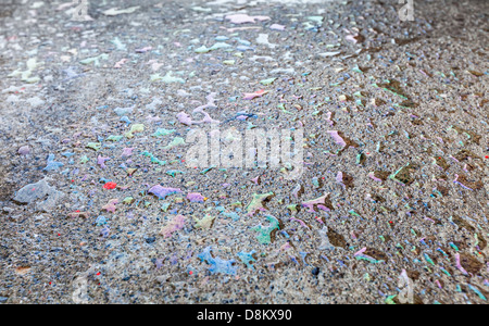 Background texture with water drops with oil on asphalt road Stock Photo