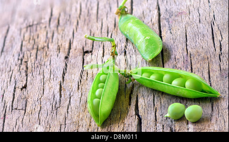 fresh beans broad on wood shoot in studio Stock Photo