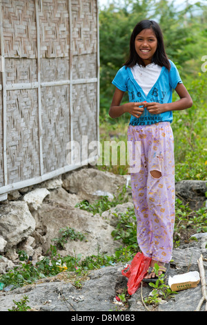 Young Girl in the Countryside near Moalboal on Cebu Island, Philippines Stock Photo