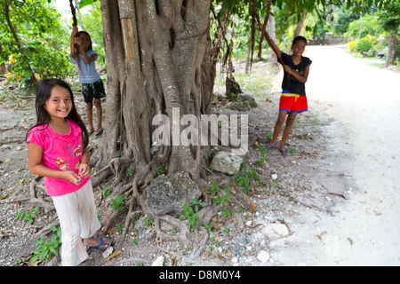 Local Children in the Countryside near Moalboal on Cebu Island, Philippines Stock Photo