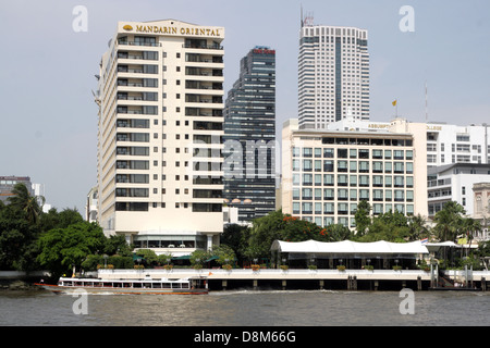 Mandarin Oriental hotel on Chao Phraya riverside in Bangkok , Thailand Stock Photo