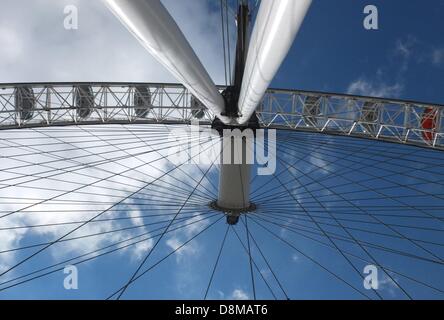 The London Eye is seen in London, Great Britain, on 8th May 2013. Stock Photo