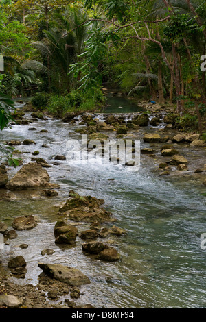 Creek leading up to the Kawasan Waterfalls in Badian on Cebu, Philippines Stock Photo