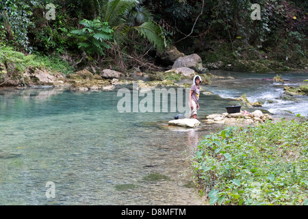 Creek leading up to the Kawasan Waterfalls in Badian on Cebu, Philippines Stock Photo