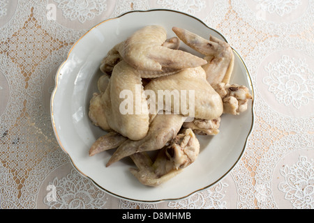 Preparation of broth with chicken, turkey and beef, Polish cuisine. Stock Photo