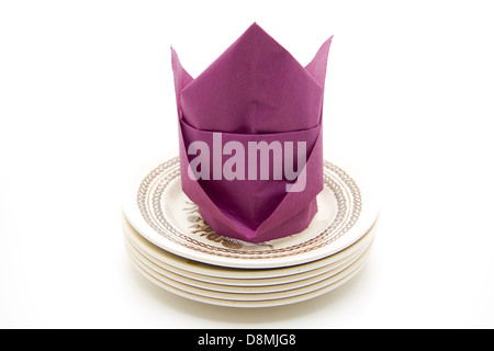 Napkin onto plates Stock Photo