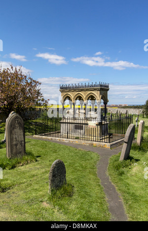 An image of the Grace Darling memorial which stands in St. Aidans church in Bamburgh. Stock Photo