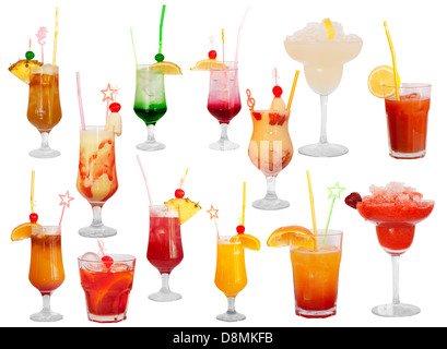 Big set of cocktails isolated on white