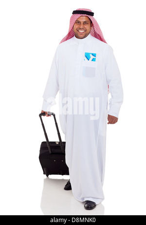 cheerful arabic businessman travelling by air Stock Photo