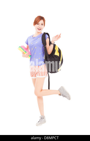 happy student girl holding books Stock Photo