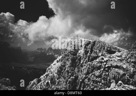 Mountain in Dolomites Italy. Black and white film style colors. Stock Photo
