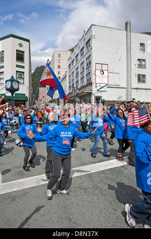 Philippines community marching on the 4th July parade. Juneau. Alaska. USA Stock Photo