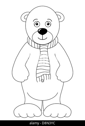 Teddy bear white in a scarf, contours Stock Photo