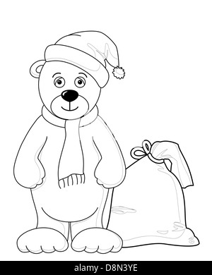 Teddy bear Santa Claus, contours Stock Photo