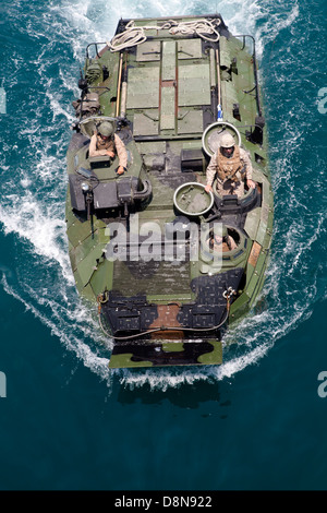 US Marines from the Amphibious Assault Ship USS Bataan during an amphibious training operation May 18, 2013 in the Atlantic Ocean. Stock Photo