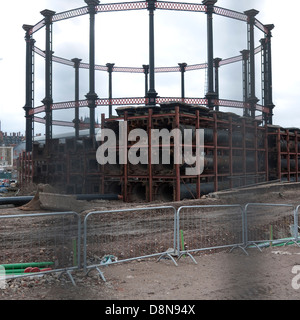Goods Way gasometers put into storage during redevelopment of King's Cross station and surrounding area Stock Photo