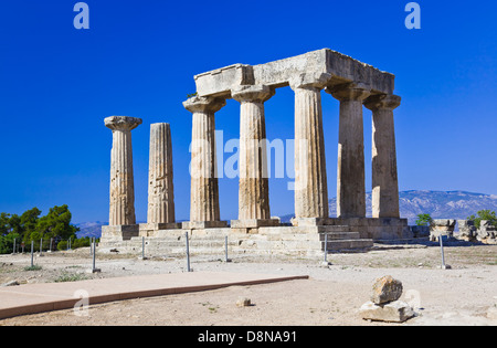 Ruins of temple in Corinth, Greece Stock Photo