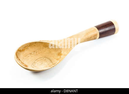 Wood ladle isolated over the white background Stock Photo