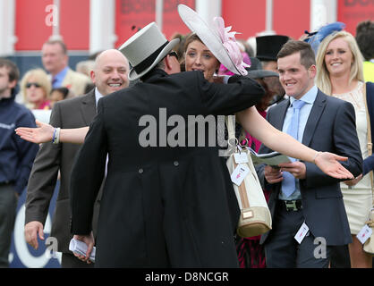 Epsom Downs, Surrey, UK. 1st June 2013.   A lady owner of the 2nd place horse in the Derby looks surprised on The Investec Derby Day from Epsom Racecourse. Credit:  Action Plus Sports Images/Alamy Live News Stock Photo