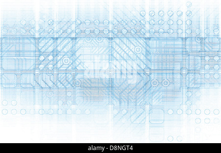 Cybernetics Mechanical Design as a Blueprints Art Stock Photo