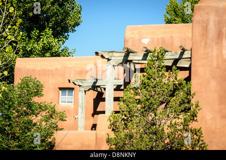 Santa Fe Style Architecture Detail, Canyon Road, New Mexico Stock Photo