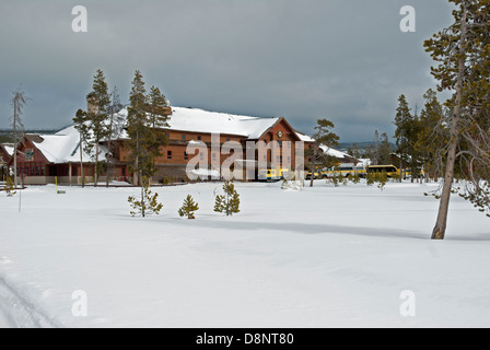 Old Faithful Snow Lodge in Winter, Yellowstone NP, WY Stock Photo