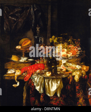 Abraham van Beyeren, Banquet Still Life 1667 Oil on canvas. Los Angeles County Museum of Art, Los Angeles. Stock Photo