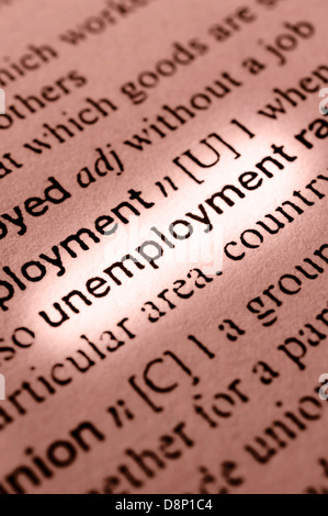 Unemployment concept in word tag . Selective focus in the middle of word Stock Photo