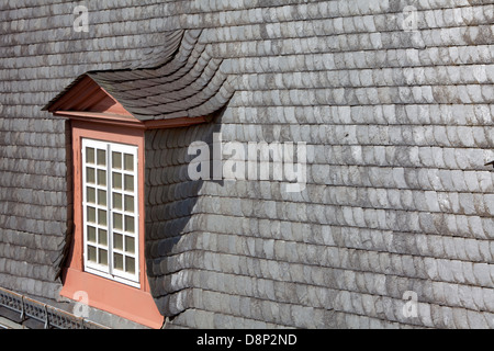 Dormer in a slate roof, Germany, Europe Stock Photo