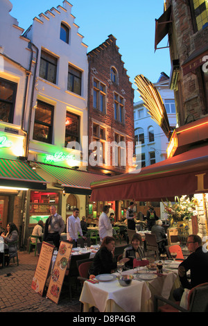 Belgium, Brussels, Rue des Bouchers, restaurants, Stock Photo