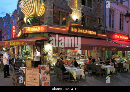 Belgium, Brussels, Rue des Bouchers, restaurants, Stock Photo