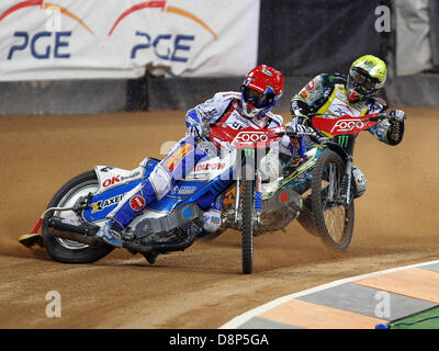 Cardiff, Wales. 1st June, 2013.  Nicki Pedersen of Denmark  in action during the Fogo British FIM Speedway Grand Prix from the Millennium Stadium. Credit:  Action Plus Sports Images/Alamy Live News Stock Photo