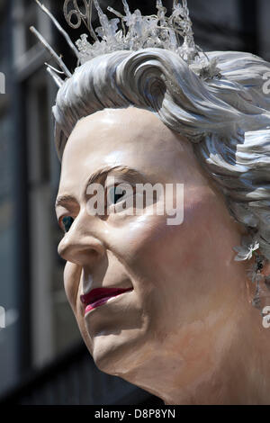 Chester, UK. 2nd June 2013. 60 Giants and their teams took part in the Chester Giant Festival, celebrating Elizabeth II’s Jubilee Coronation.The theme this year is BUGS! Highlighting the plight of the humble bumble bee.  Credit:  Cernan Elias/Alamy Live News Stock Photo