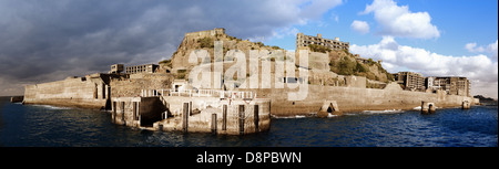 Gunkanjima, Nagasaki, Japan abandoned island landscape. Stock Photo