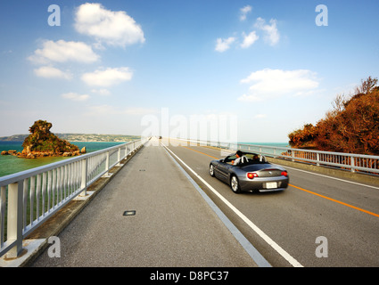 Kouri Bridge in Okinawa, Japan. Stock Photo