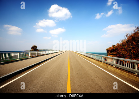 Kouri Bridge in Okinawa, Japan. Stock Photo