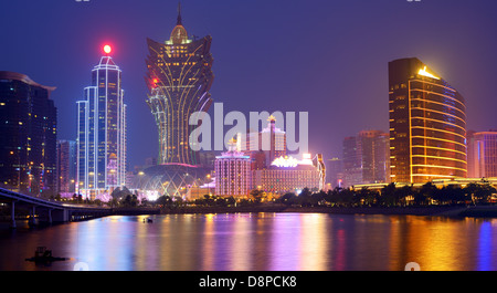 Resorts and casinos at Nam Van Lake in Macau S.A.R, China. Stock Photo