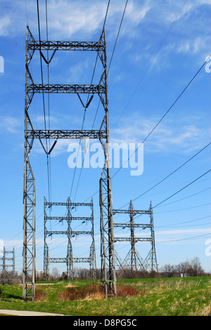 Power transmission line on a cloudy day Stock Photo - Alamy
