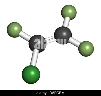 Polychlorotrifluoroethylene (PCTFE) polymer, chemical structure ...